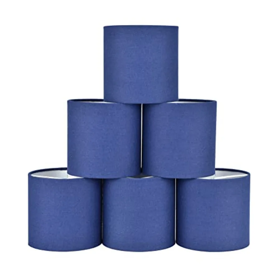 

MEMO Clip-on Chandelier Fabric Lamp Shades, Set of 6, Small Drum, 5.2"×5.2"×H5.2", Linen, Handmade, Modern Trendy Decorative, O