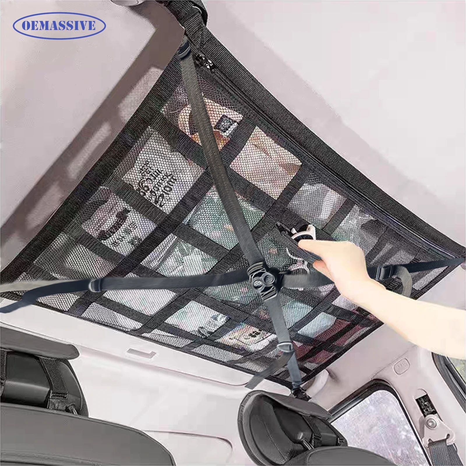 

Car Ceiling Cargo Net 31.5"x20.8",Reduces Sagging - Reinforced Mesh Organizer for SUVs,Minivans,Sedans - Road Trips,Camping Gear