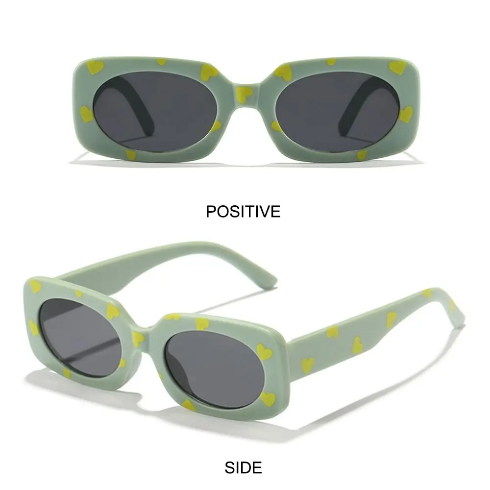 Vintage Heart Print Children Sunglasses Kids Rectangular Sun Glasses Girls Boys Sun Protection Shades 2-8 Years
