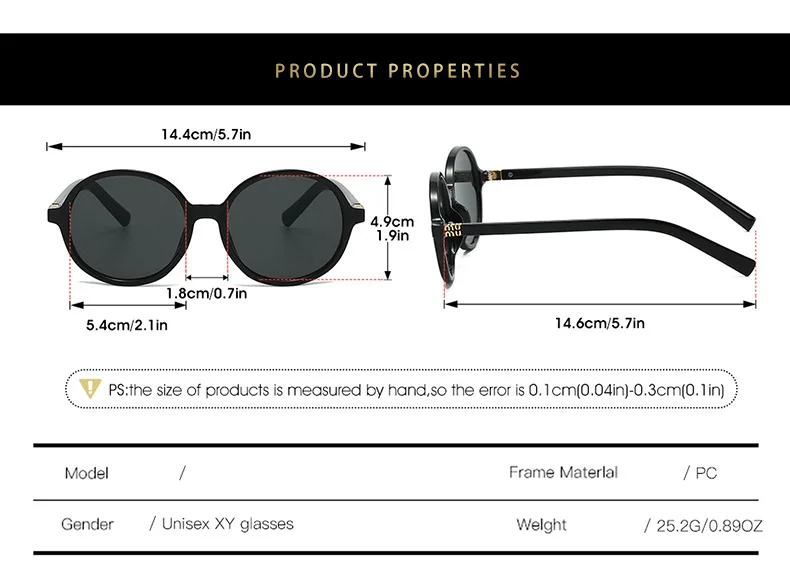 Runde Retro-Sonnenbrille im Promi-Stil |   Metalllogo |   Tägliches vielseitiges Tragen