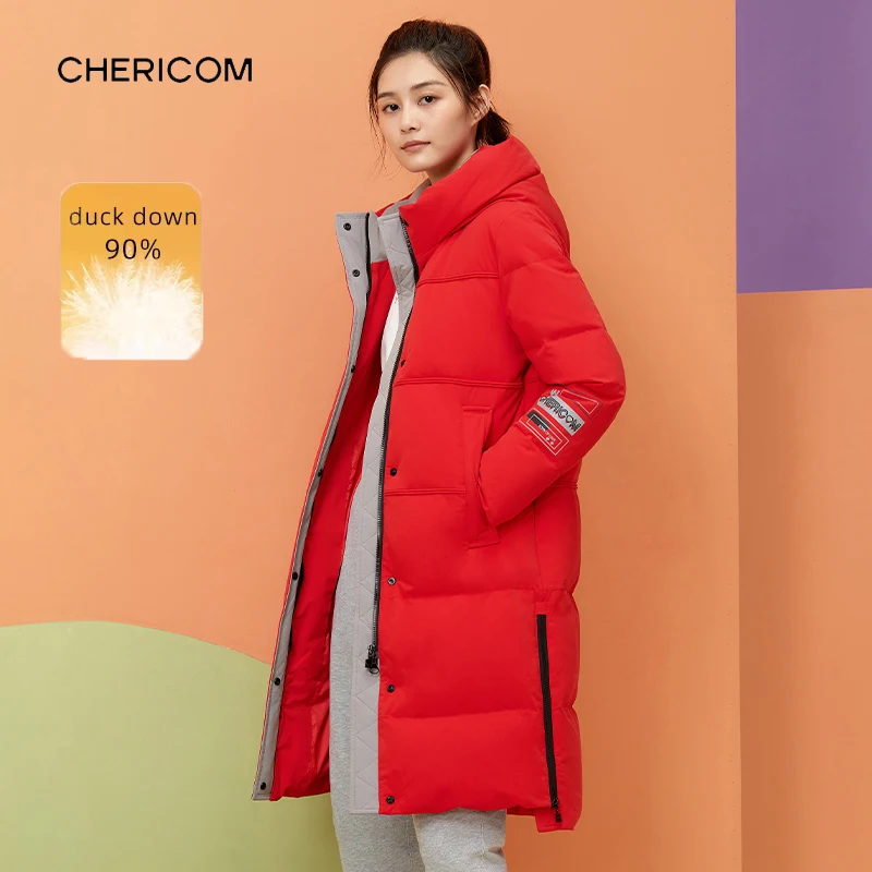 

Chericom Куртка средней длины на утином пуху, новая ветрозащитная утолщенная повседневная куртка-пуховик с капюшоном и несколькими карманами Y269030Y