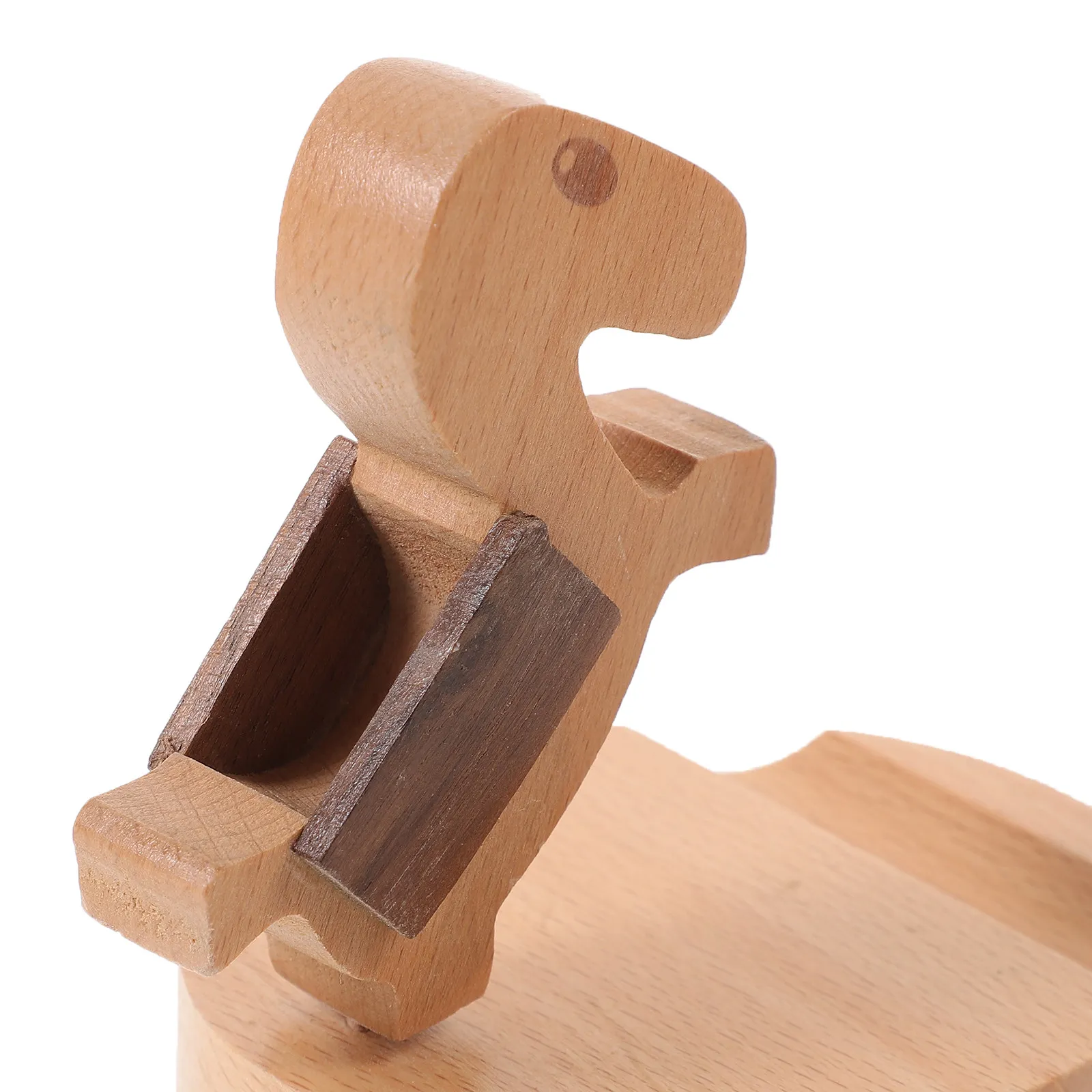 Wood Phone Stand Horse Design Cell Phone Holder for Desk Office Home Smartphone Tablet Stand Natural Wood Sturdy Base Smooth