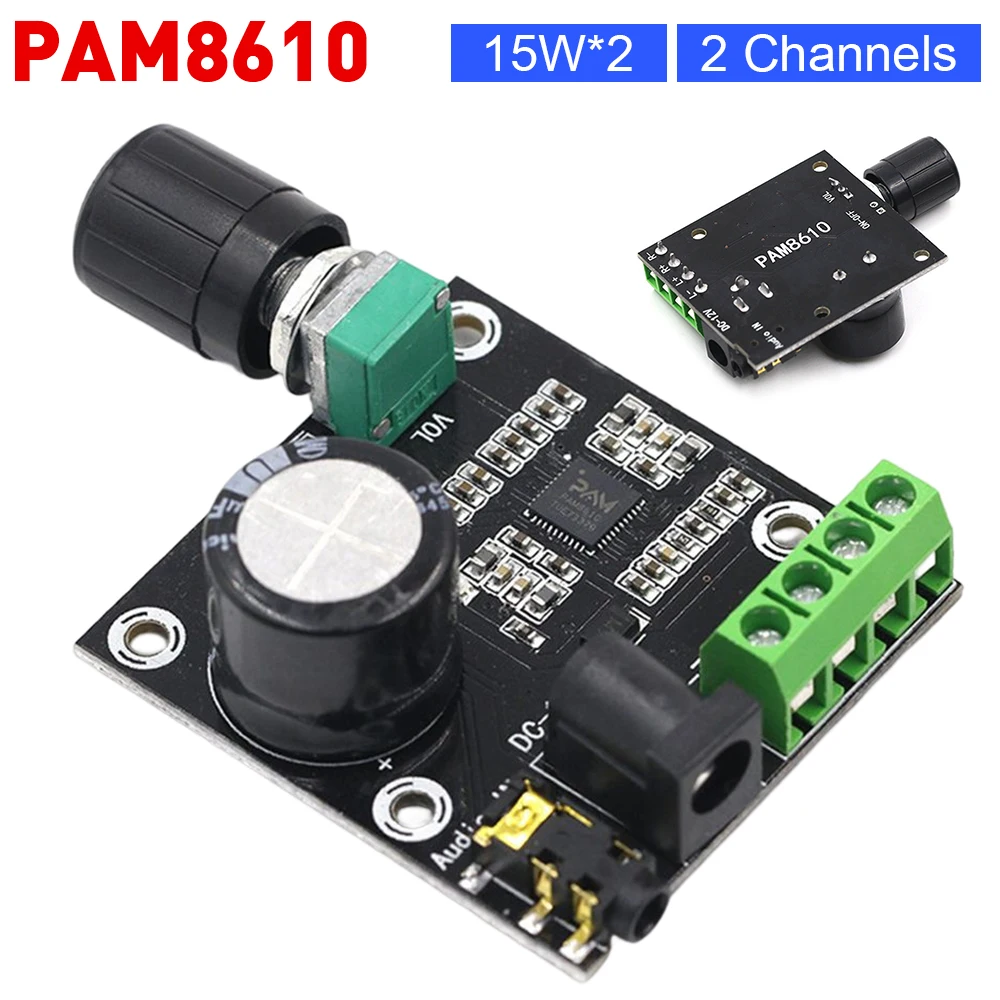 PAM8610 15W*2 Audio Power Amplifier Board 12V Digital Amplifier with Delay Dual Channel Multiple Protection Audio Accessories