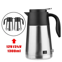 24V Water Kettle, Portable 1200ml Large Capacity 12/24V Car Truck Kettle Water Heater Bottle for Travel