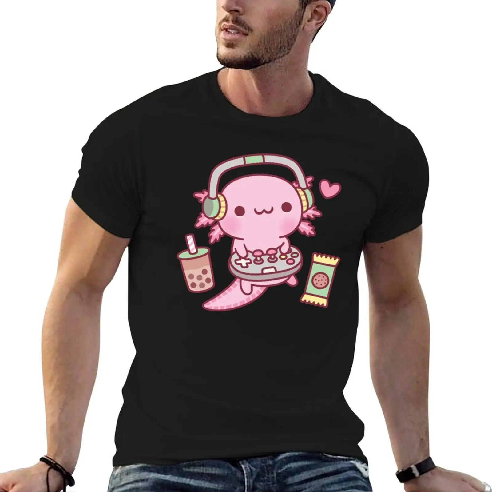 

Playing shirts Axolotl man shirts Loves Cute t designer men T-Shirt for casual Funny Games Video t