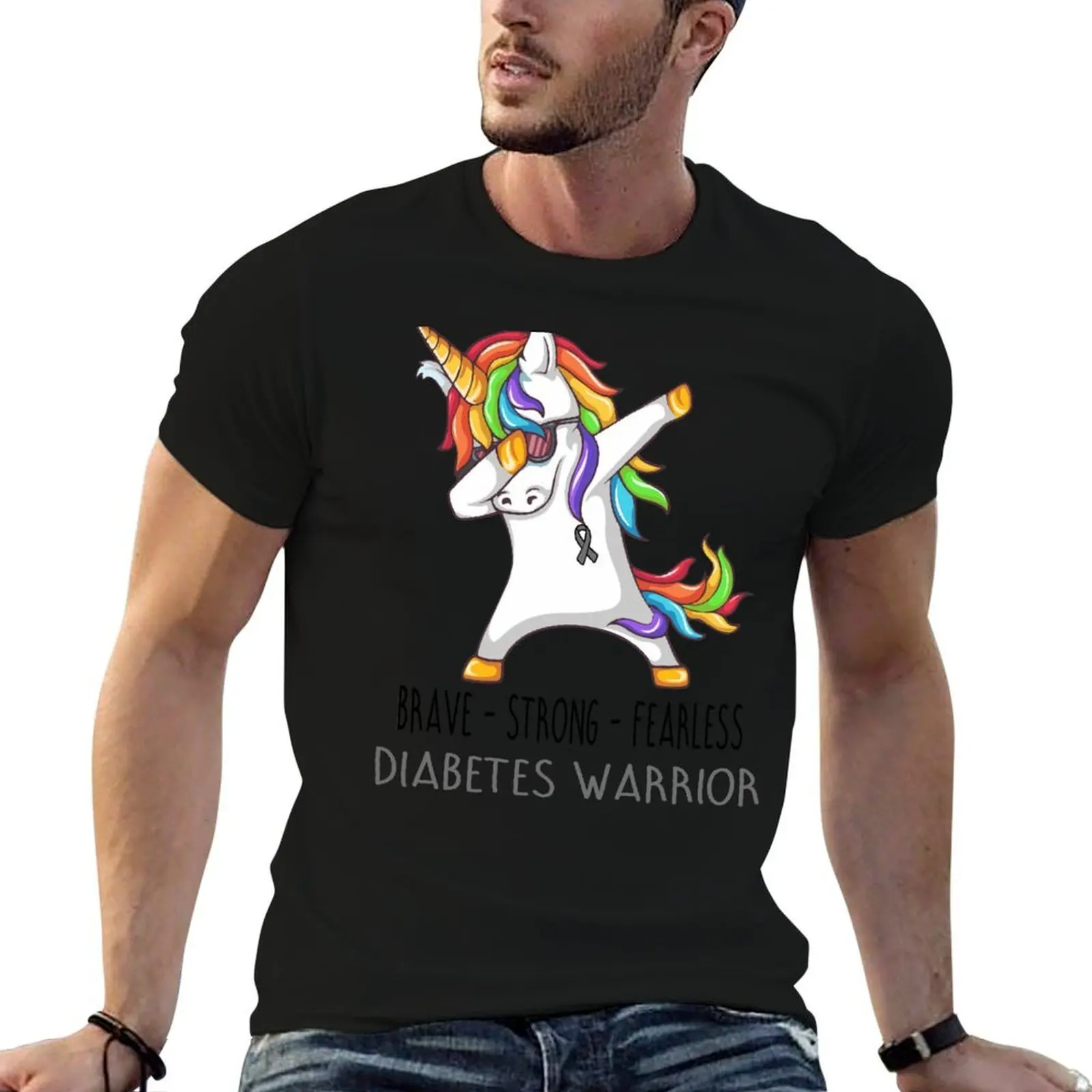 T-shirt Diabetes Warrior Brave Strong Fearless, T-shirt respirant avec panneaux en maille