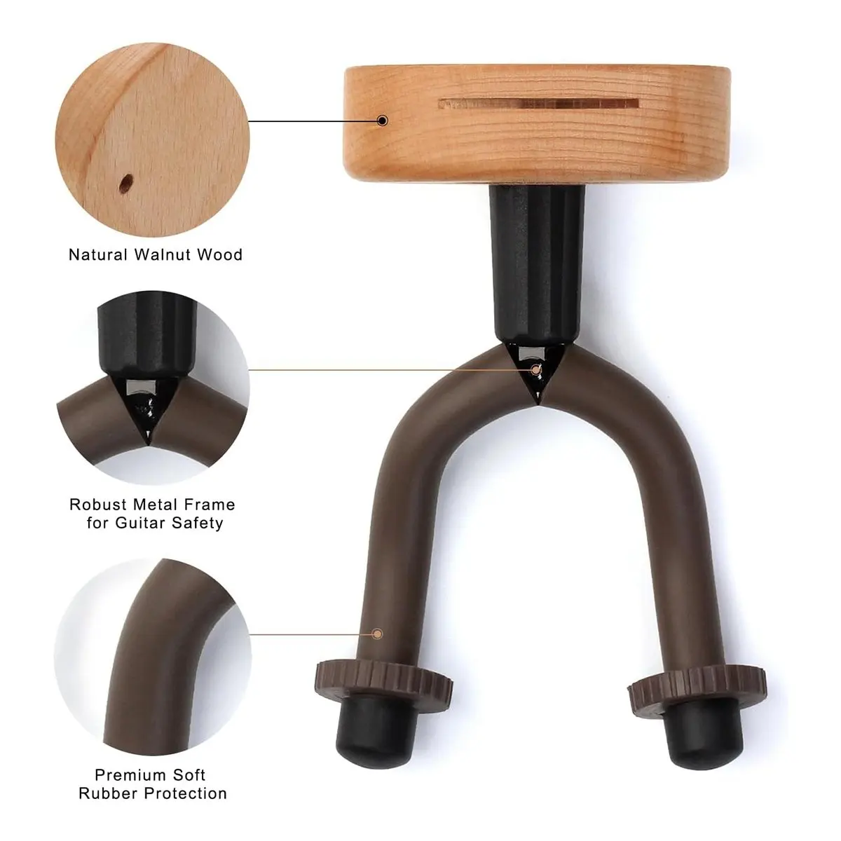 (ABYM) Guitar Wall Mount Holder with Humidity Monitoring Guitar Hanger Hook for Acoustic, Electric, Ukulele, Bass with 5 Picks