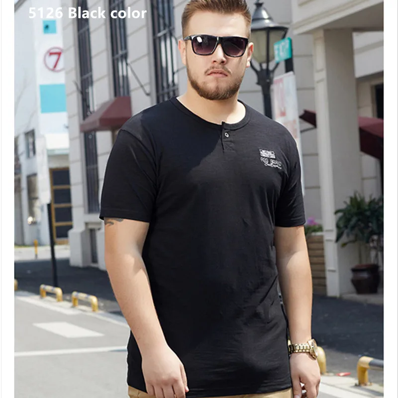 6XL 5XL 130KG Oversized Men T Shirt Comfortable Slub Cotton V-Neck Short Sleeve Casual Summer Top Breathable Plus Size Male Tee