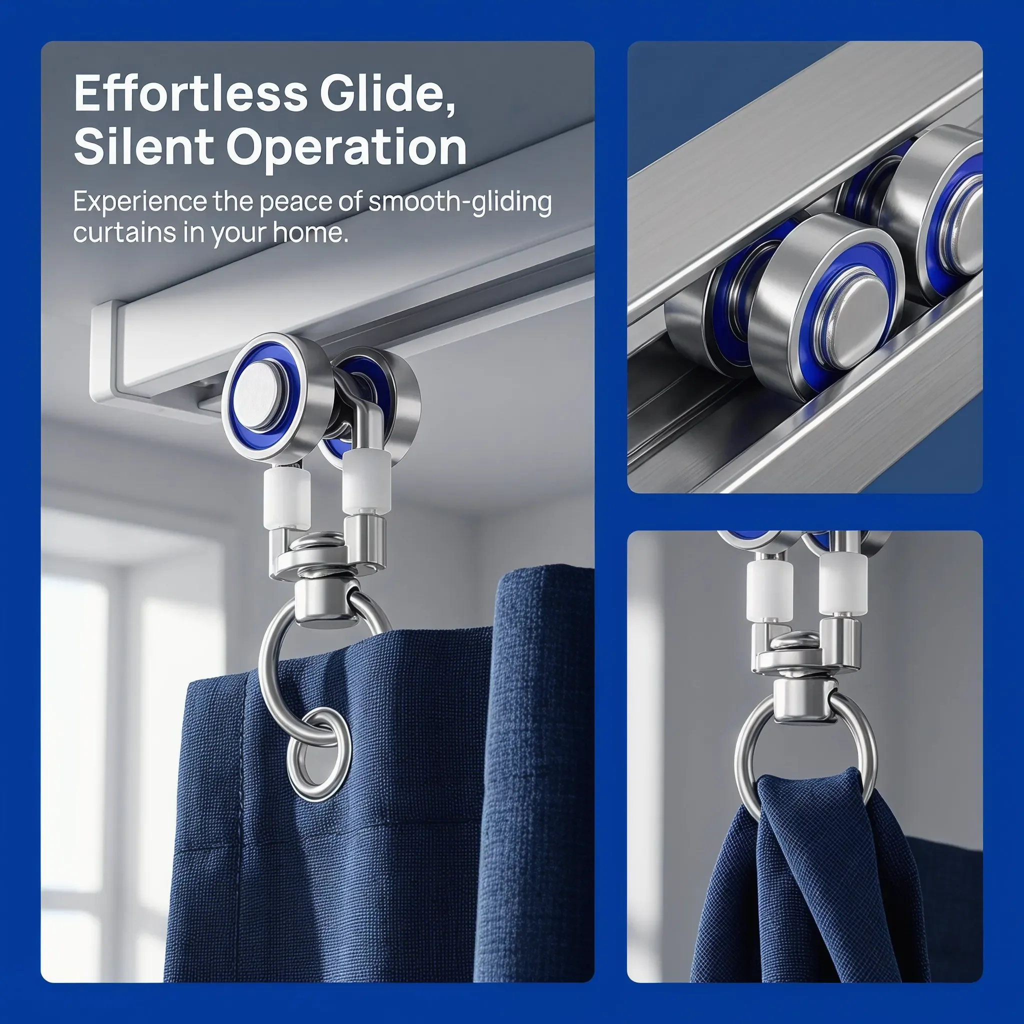 yes16Pcs Metal Bearing Curtain Track Rollers Silent Smooth Sliding Curtain Rail Gliders Compatible with Traditional Ceiling Trac
