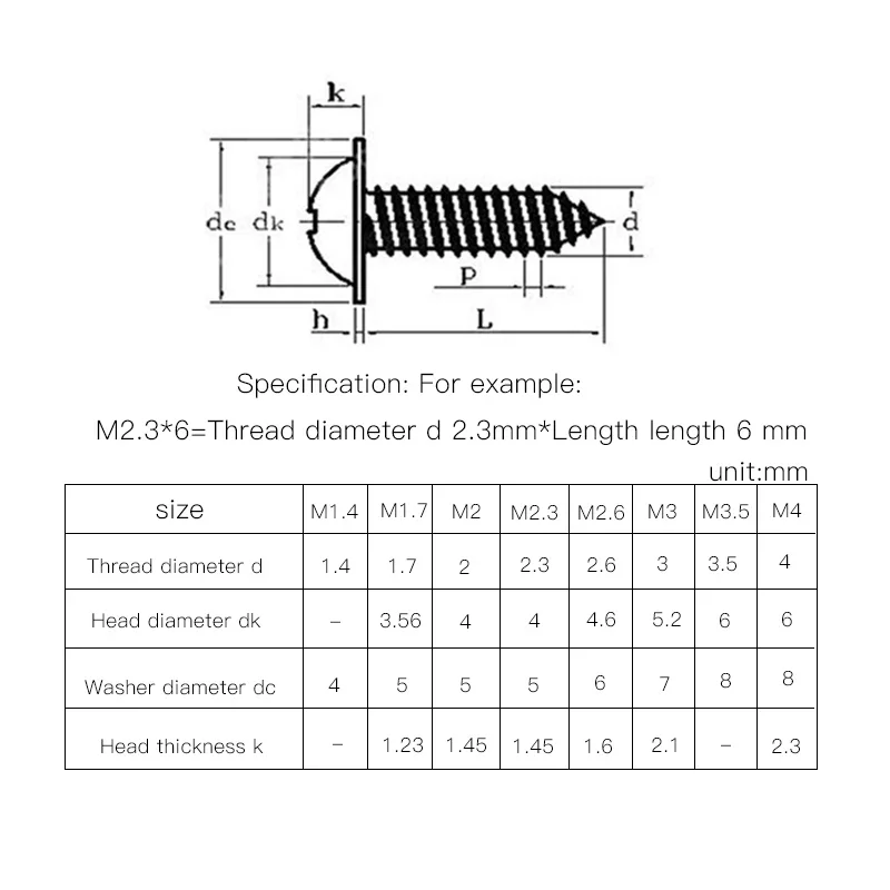 Screws M2 M2.6 1000Pcs Round Head Nickeling Screws Cushioned Self-tapping Screws With Padded M1.7 M2 M2.3 Screws PWA Screws