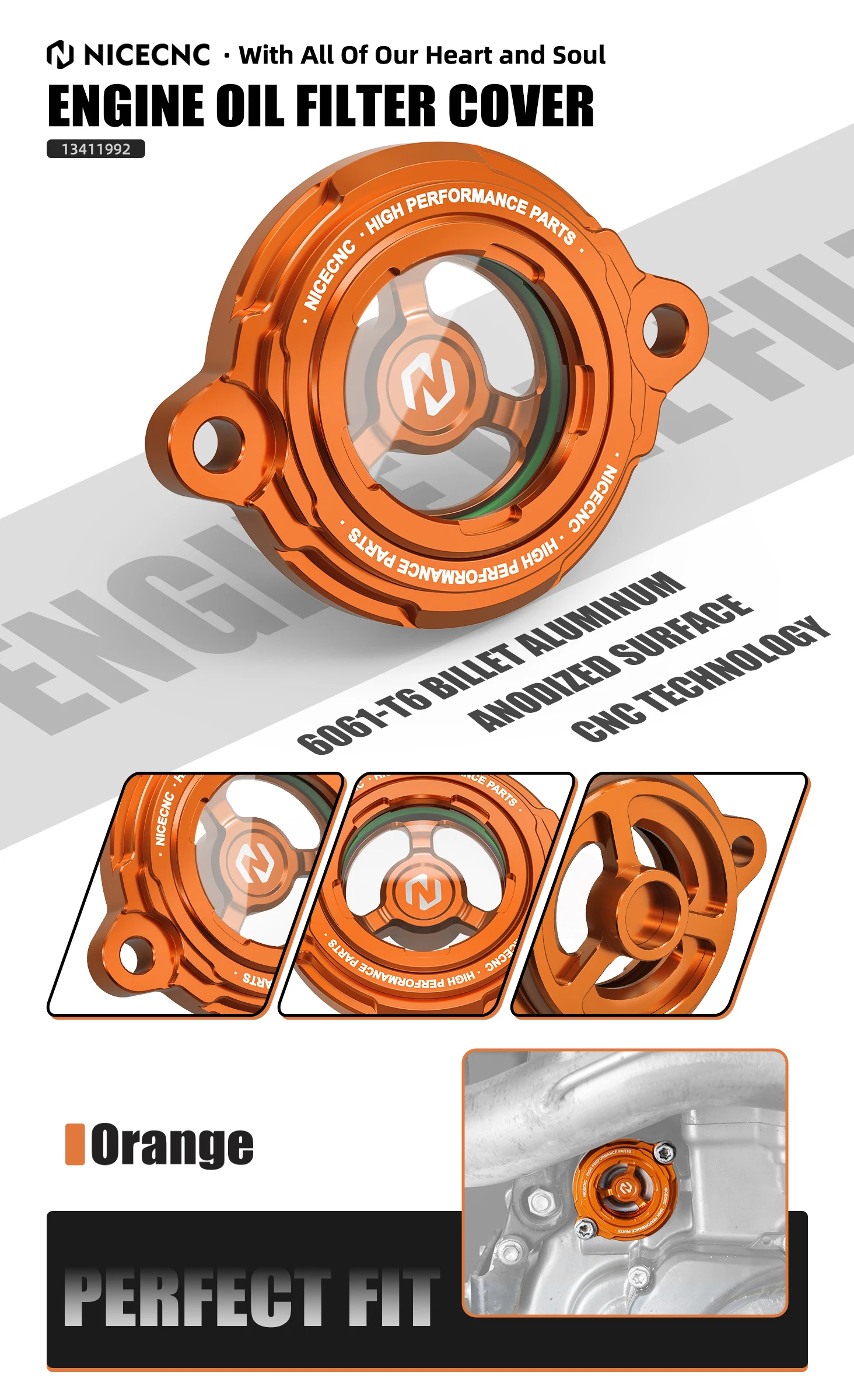 (EU-Lager) NICECNC Motorölfilter-Abdeckkappe für KTM 690 Enduro R 690 SMC R 12-23 Husqvarna 701 Enduro /Supermoto GasGas 700 – Detail 7