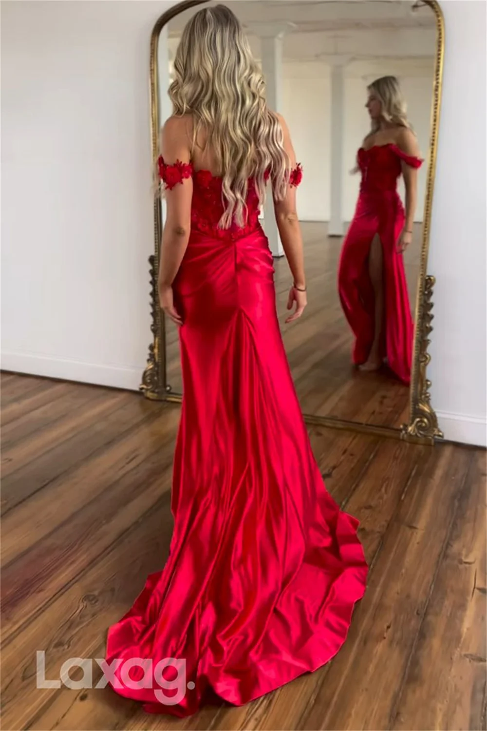 Amanda Off the Shoulder vestidos de noche Mermaid Satin Prom Dresses Elegant Sleeveless Floor-Length Side Split Formal Evening