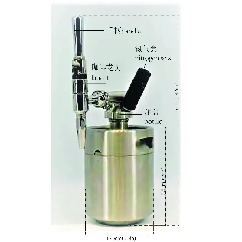 

5L Nitro Cold Brew Coffee Mini Keg Dispenser for Coffee Lovers Home Barista Brewing System with Taps