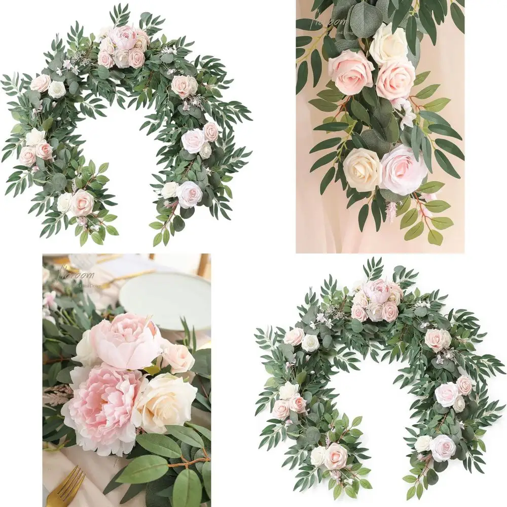 

Элегантная 6-футовая искусственная гирлянда из эвкалипта с цветами и зеленью для свадеб, праздничного декора и центральных композиций в оттенках розового и зеленого.