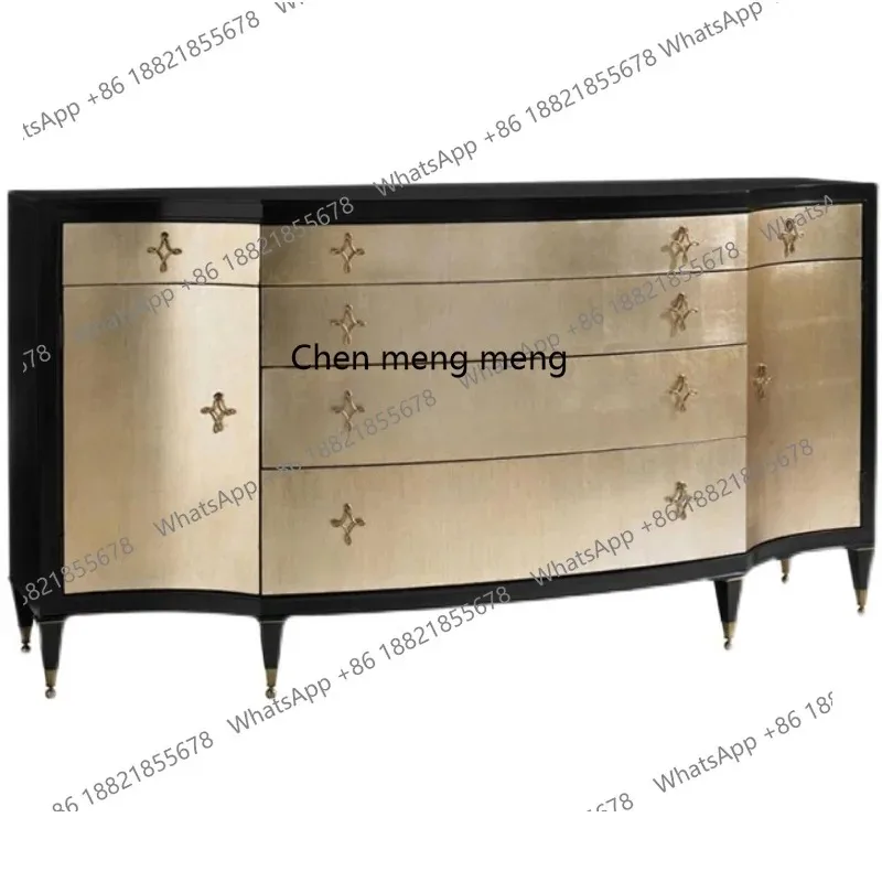 

RR American light luxury solid wood entrance modern simple entrance decoration champagne storage cabinet