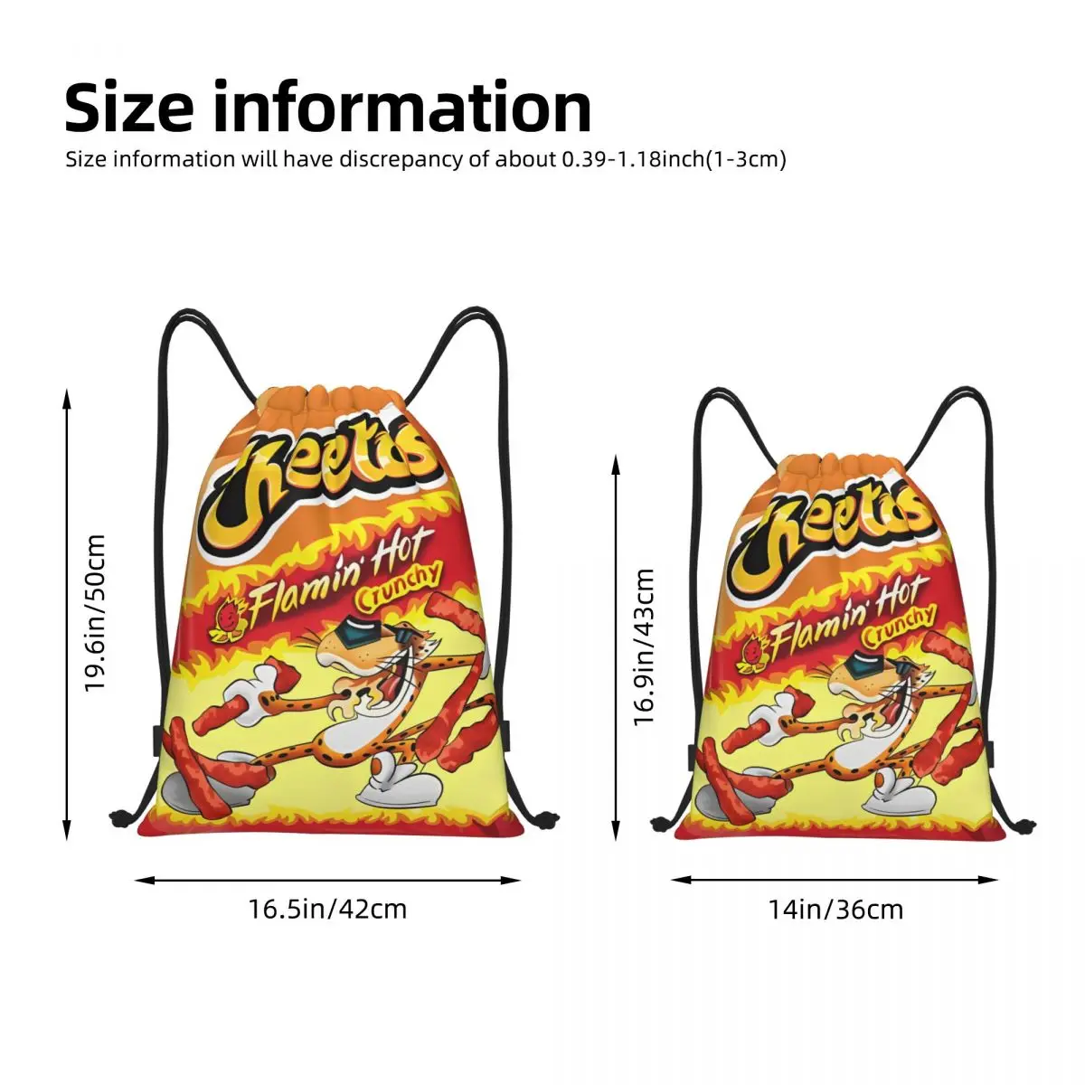 Funny Snacks Pattern Drawstring Backpack Sports Gym Sackpack Potato Chips String Bag for Cycling