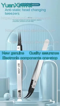 Anti statische Pinzette aus Kohle faser Edelstahl austauschbarer Kopf elektronisches Handy-Reparatur werkzeug hochpräziser Clip