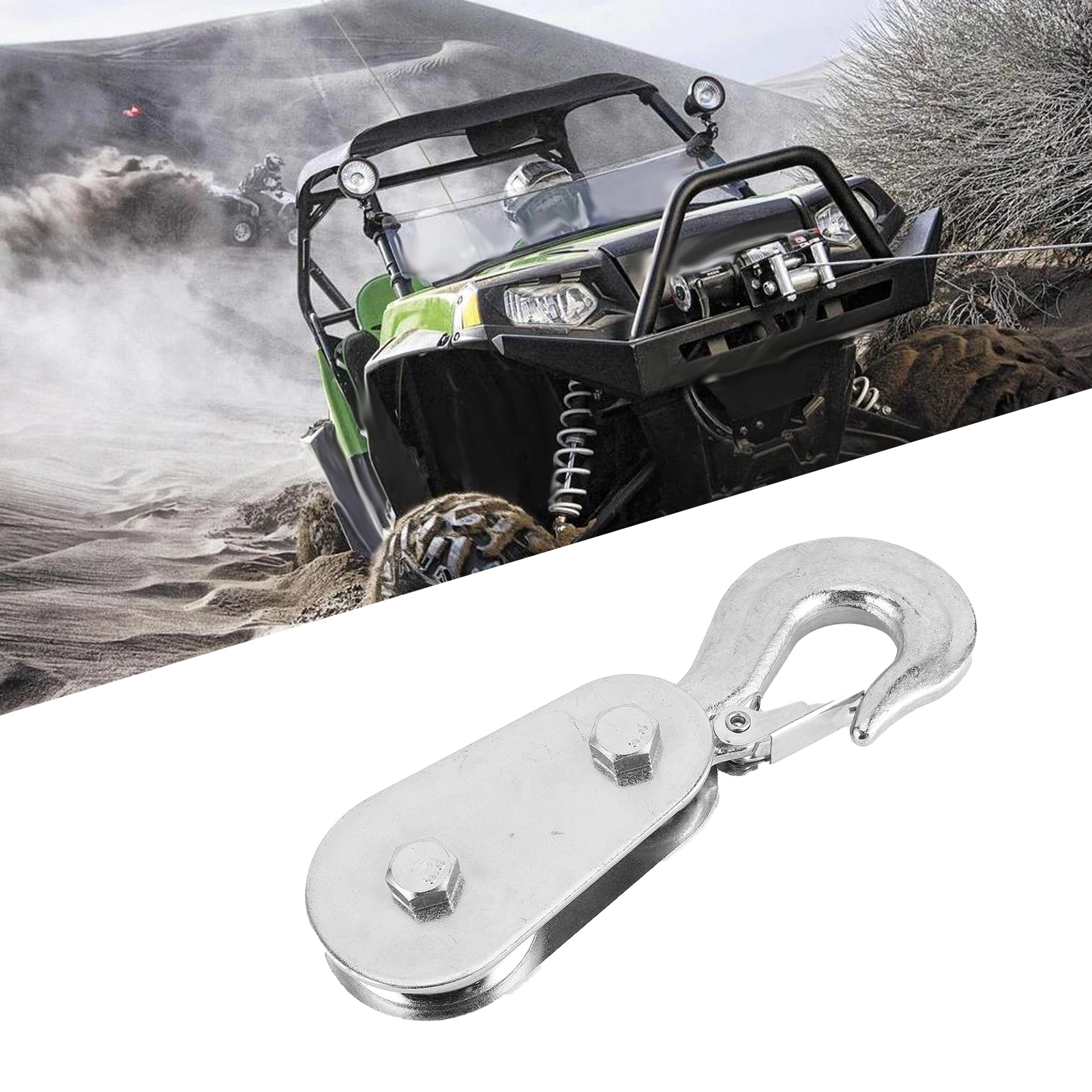 2 Ton Snatch Block Wire Rope Lifting Pulley with Hook for UTV ATV Quad Bike Motocross Hoist Block Snatch Block 2T Snatch Block
