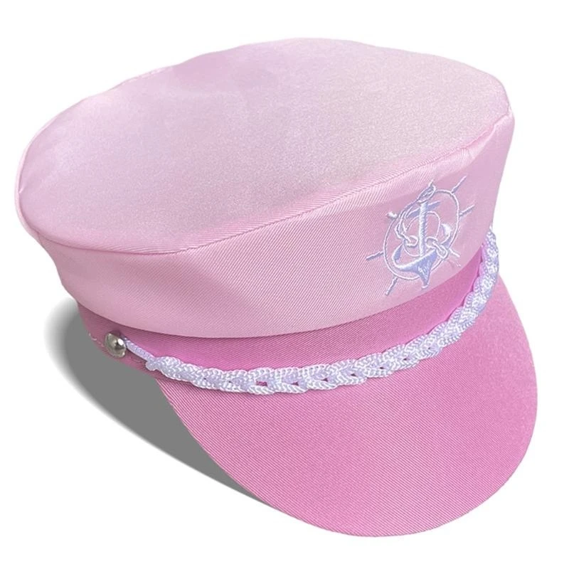 49MD Sailor Captain Hat Delicate Embroidery Captain Hats with White Embroidery Stage Shows Cosplay Photo Props