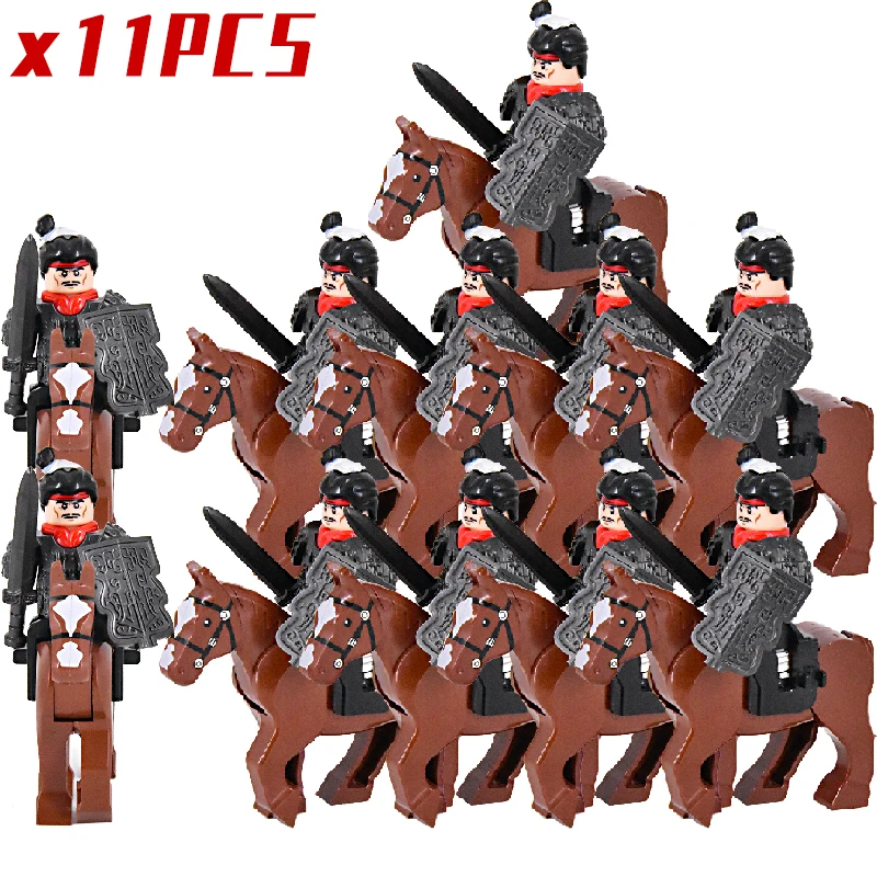 

13/11 шт., Китай qinchao, средневековый солдат, колесница, строительные блоки, кирпичи, древний военный военный военный шлем, игрушки для детей