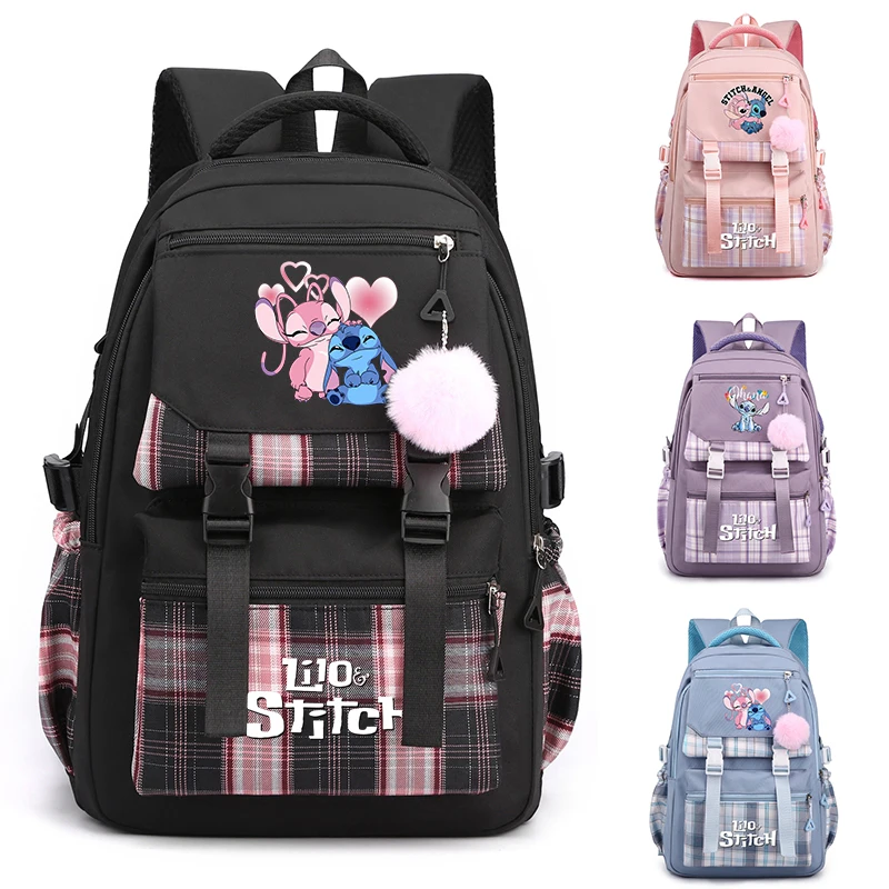 

MINISO Lilo Stitch рюкзак для девочек-подростков, школьный рюкзак в школу, сумка для книг в стиле аниме, рюкзак для девочек и мальчиков, рюкзак