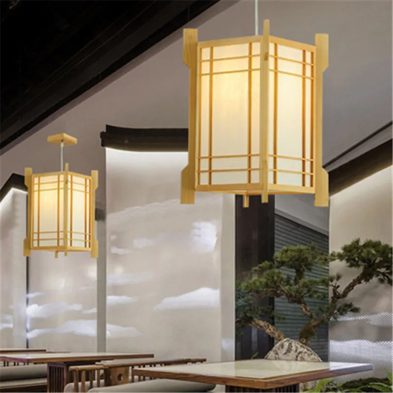 단단한 나무 펜던트 조명, 거실, 식당, 주방, 홈스테이, 일본 스타일 서스펜션 행잉 램프, 아트 장식, E27