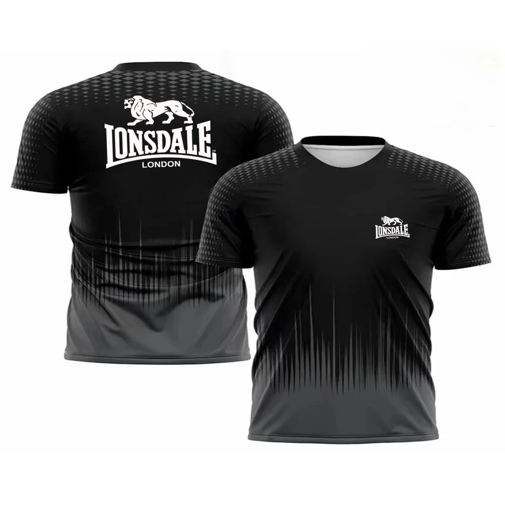 Simple and stylish LONSDALE T-shirt, fashionable and trendy outdoor running 3D printed loose and breathable quick drying T-shirt