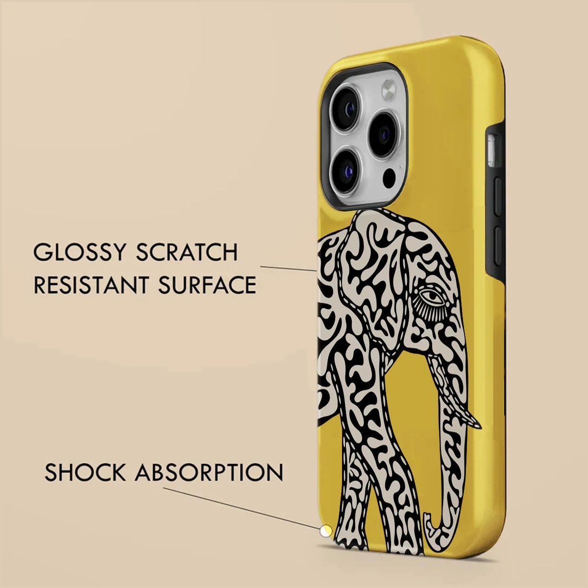 حافظة هاتف مغناطيسية لهاتف آيفون 16ProMax 15 14 13 12 11 16e PRO Plus غطاء مقاوم للصدمات من الأكريليك الصلب الفيل الأصفر Funda #4