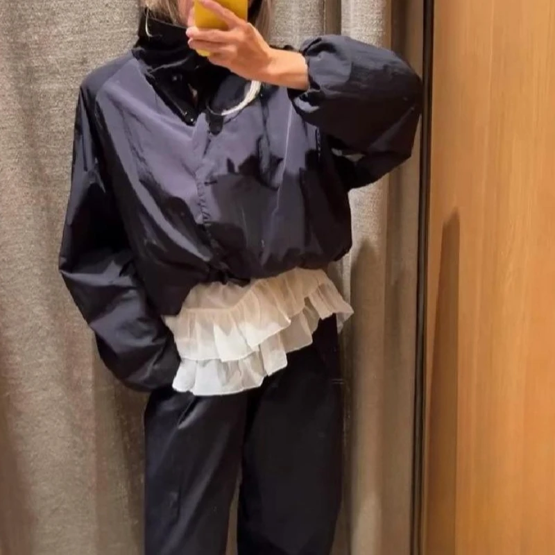 2025 Spring and Autumn Collar Button Solid Color Long Sleeve Coat Street Style Women's Jacket