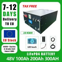 48V 200Ah 10Kwh 16S BMS LiFePO4 Battery 51.2V 100Ah 120Ah 300Ah Lithium Battery Pack 6000+ Cycles CAN RS485 For Solar EU STOCK