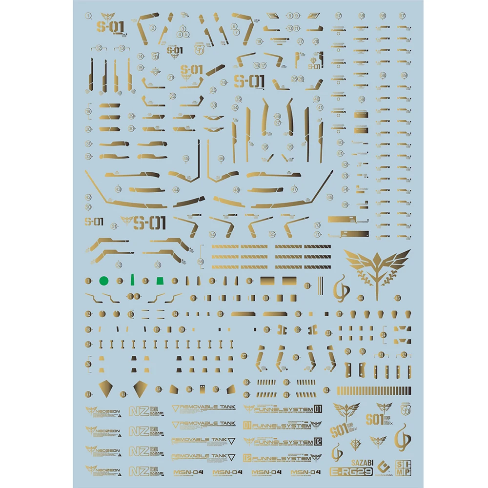 EVO Model Decals RG29 For 1/144 MSN-04 Shaya SAZABI Fluorescent Decal 3 Colors Assembly Model High Precision Sticker