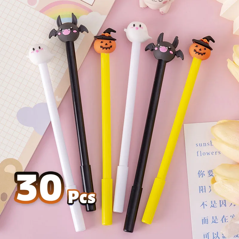 

30Pcs/Lot Creative Halloween Neutral Pen Cute Pumpkin Bat Ghost Gel Pen 0.5mm Black Ink School Stationery Holiday Gifts Gel Pens