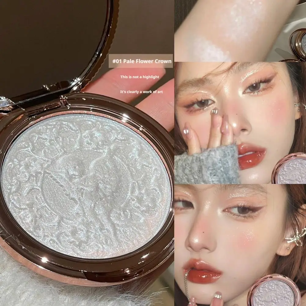 Angel Embossed Highlighter Powder Diamond Shimmer Glow Makeup Long Lasting Brightening Face Eye Cheek Multi-use Contour Cosmetic
