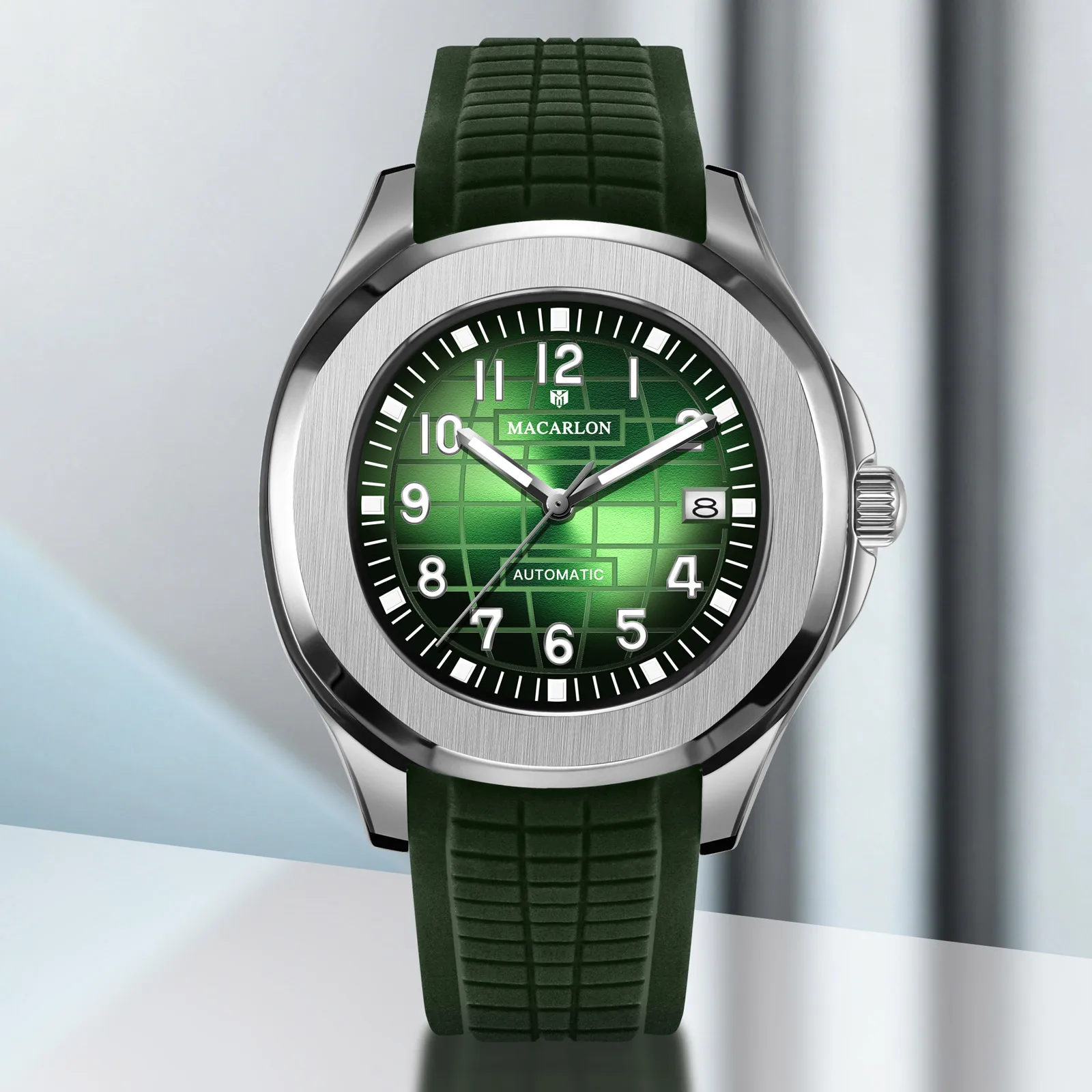 MACARLON Brand Design New 42MM Mechanical Watch Men Sapphire glass Calendar Luminous Stainless steel Waterproof Automatic Watch