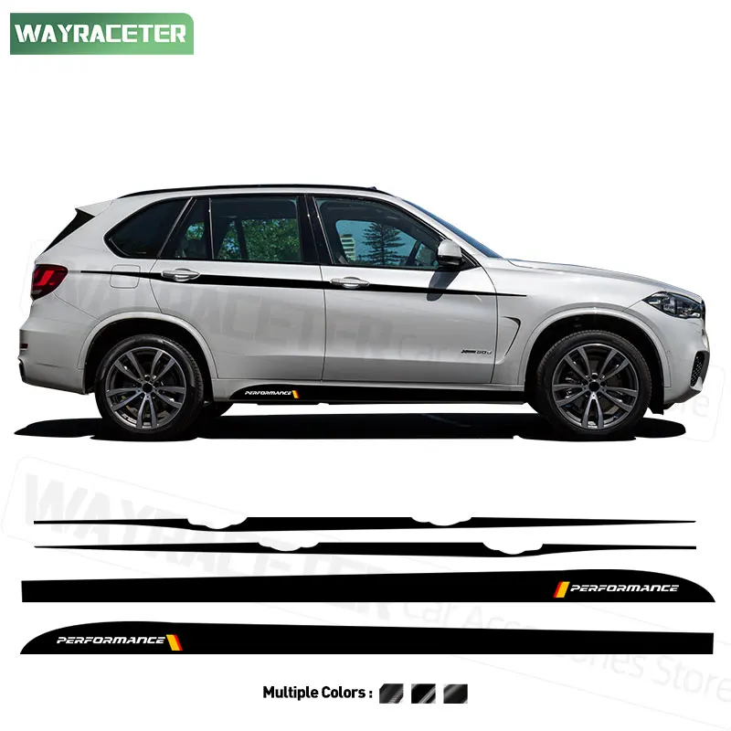 4 Pcs/Set M Performance Door Side Upper Stripes Sticker Waist Line Graphics Decal For BMW X5 F15 M50d X5M F85 Accessories