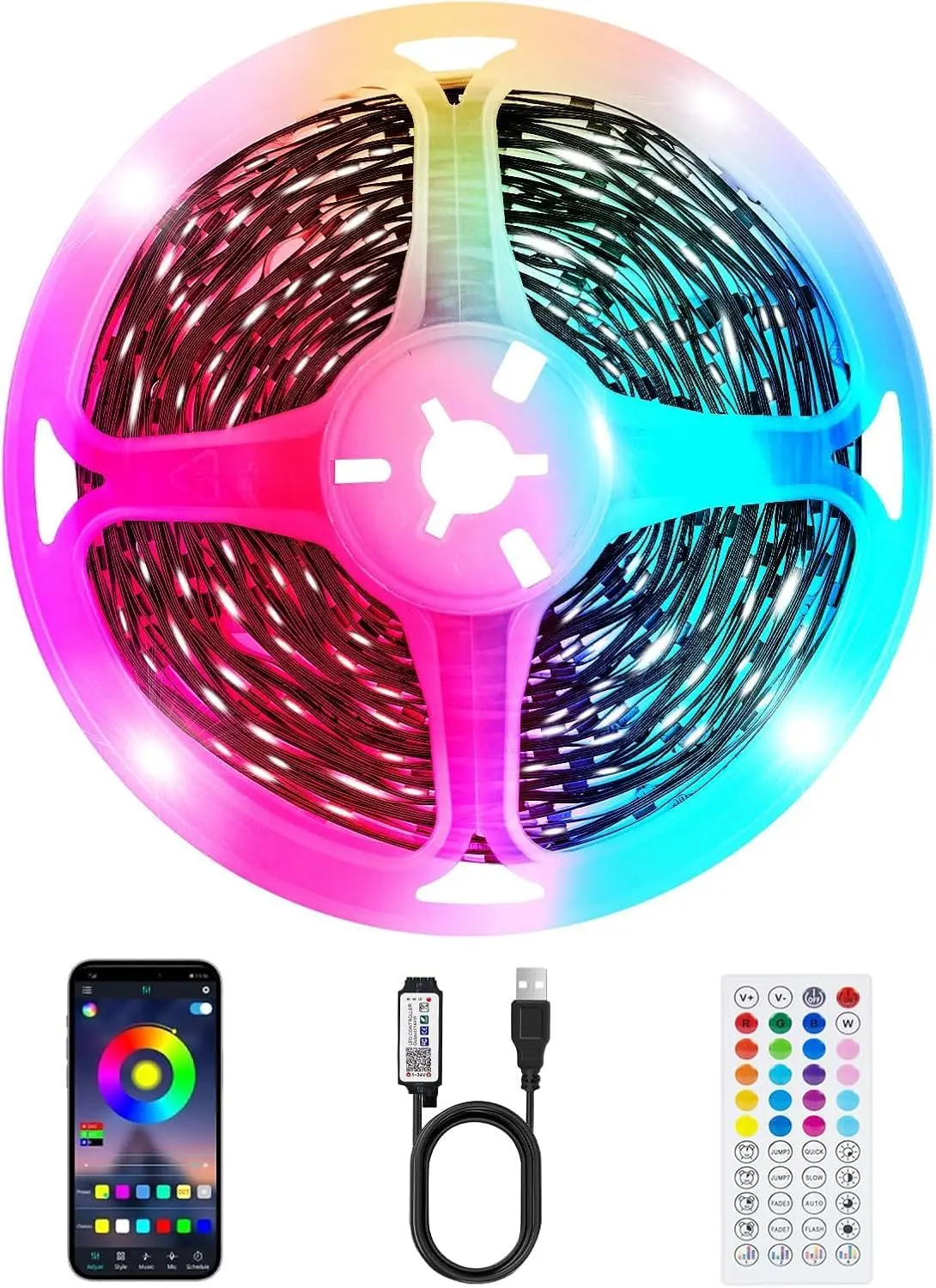 

Smart RGB LED Strip for 24-32" TVs, Music Sync, Bluetooth & Remote, USB Powered