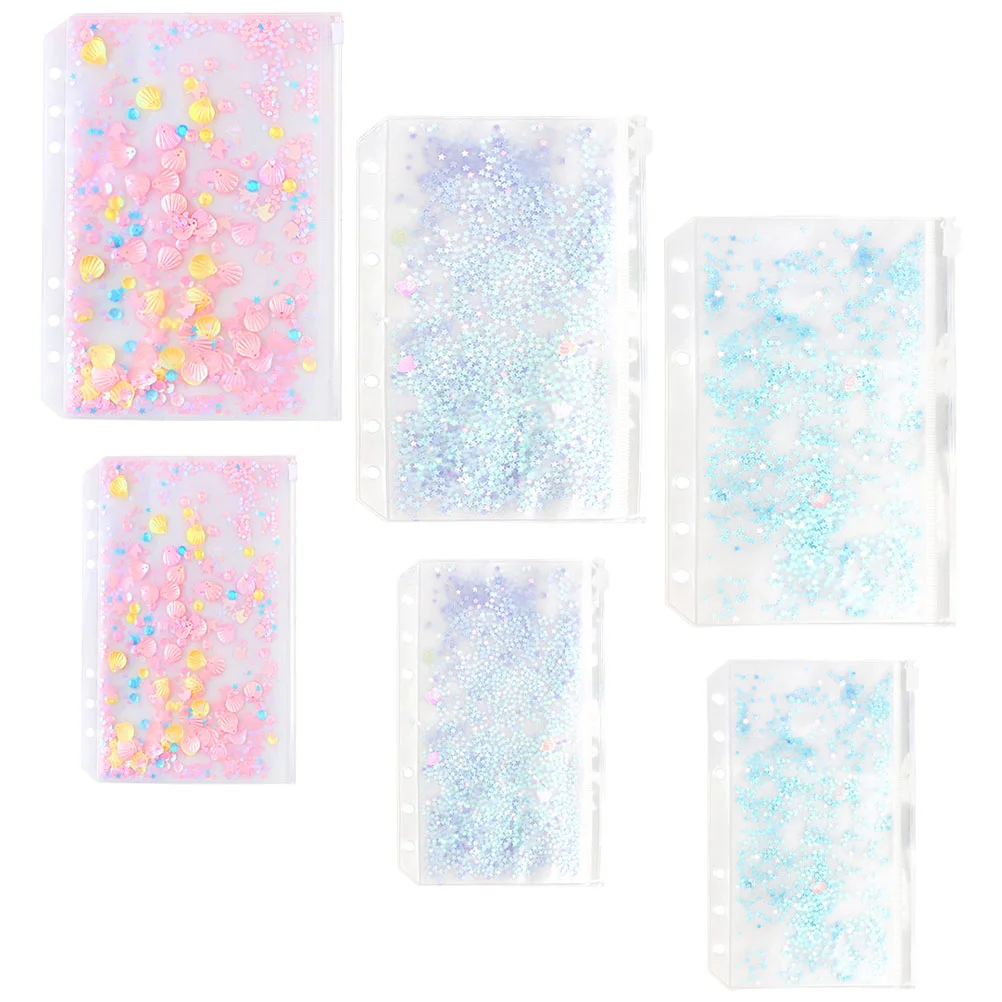 6 Pcs Loose-leaf Storage Bag Binder Folders Business Card Bags Reusable Pvc Zipper Pouch Pockets