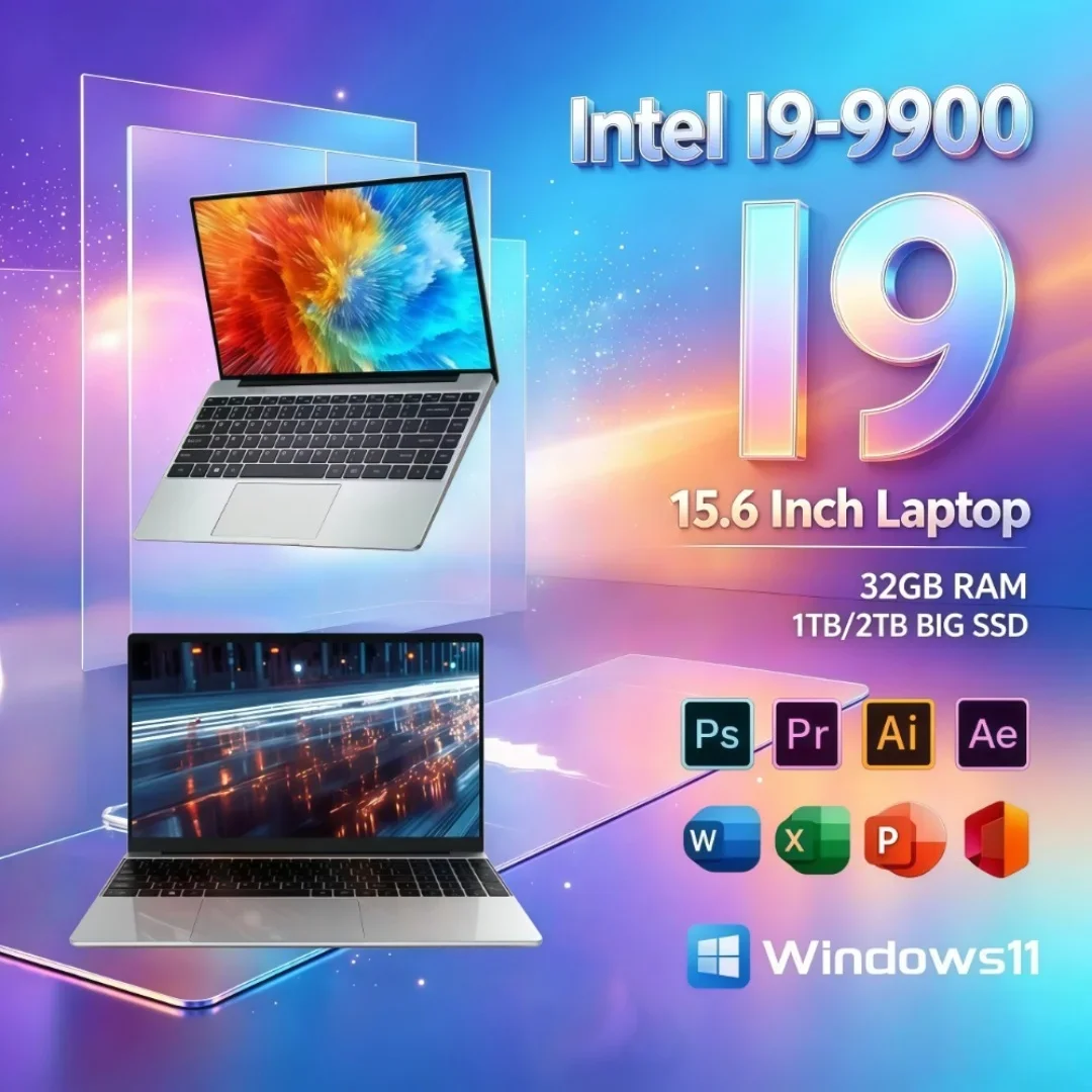 Premium Original Ultra Slim Notebook Intel I9-9900 15.6 Inch 32GB RAM 1TB/2TB SSD Portable High Performance Win11 Laptop