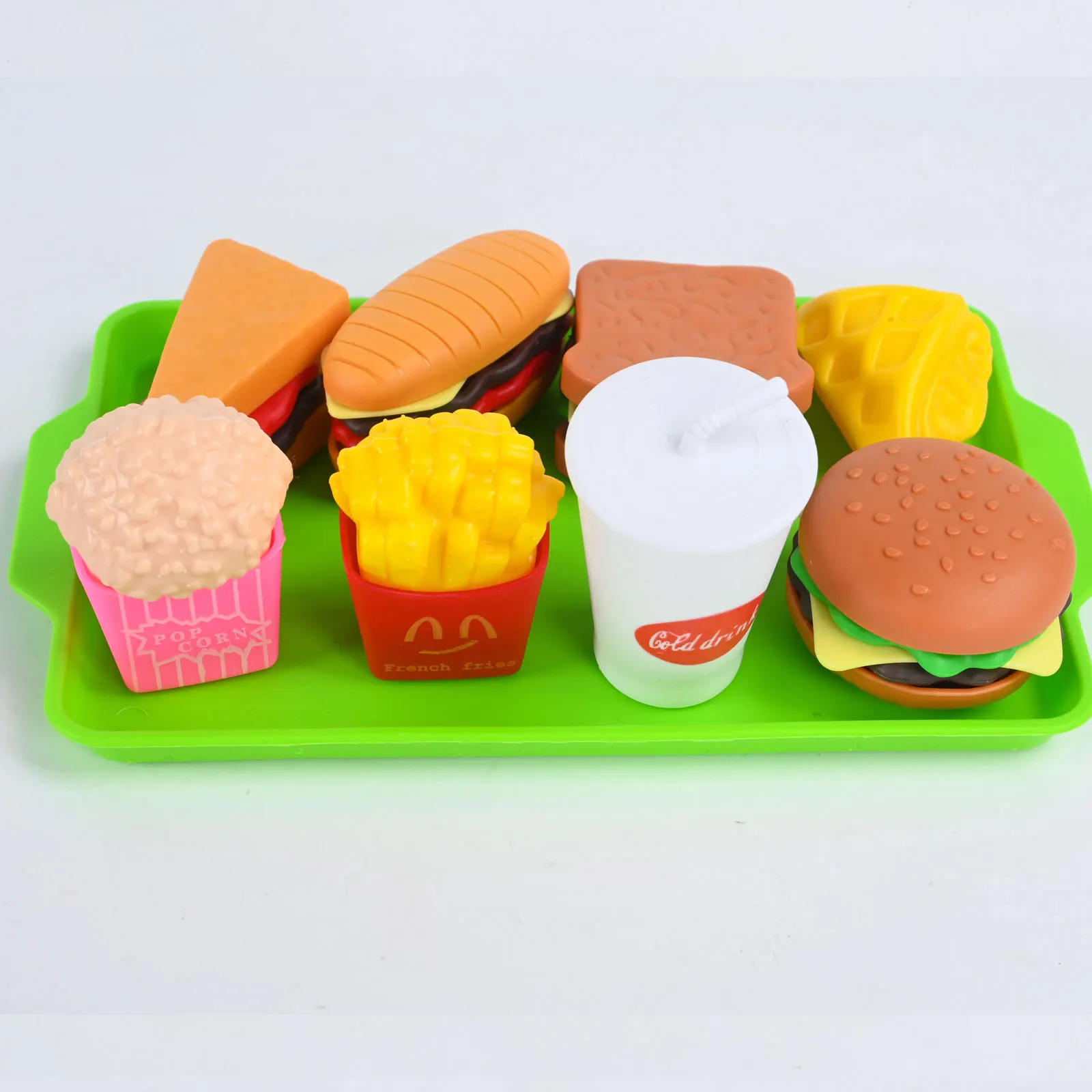 Hamburger 9-delige set maaltijd, frietjes sandwich, westerse keuken simulatie, thuis gekookt voedsel, jongens en meisjes, kinderspeelgoed