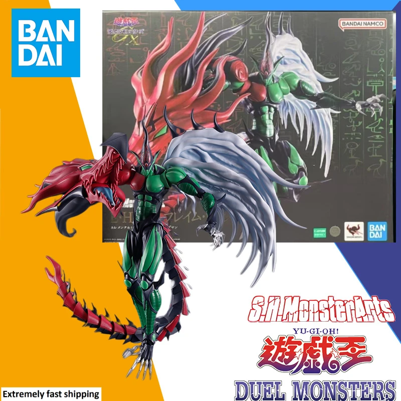 Bandai Original Box S.H.MonsterArts Elemental HERO Flame Wingman Model Kit PVC Anime Action Figure Finished Model Kit Toy Gift