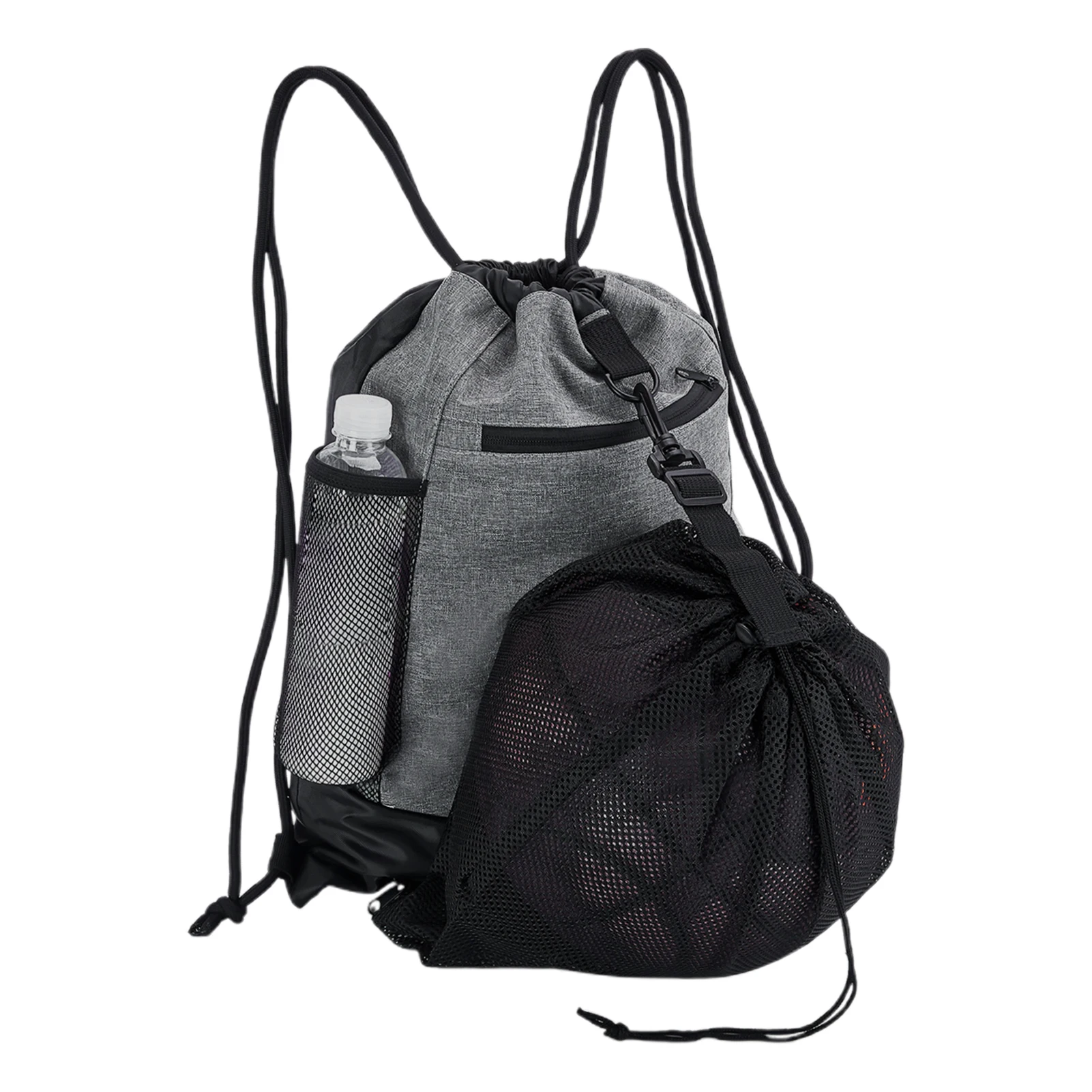 

Basketballs Backpack with Removable Net Pockets Sports Backpack Cycling Helmets Backpack Zippered Storage Compartment