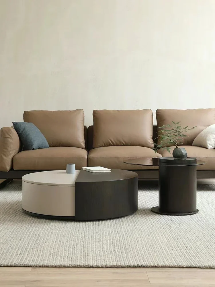 

Modern Minimalist Living Room Home Rotatable round Tea Table Italian Minimalist Small Apartment