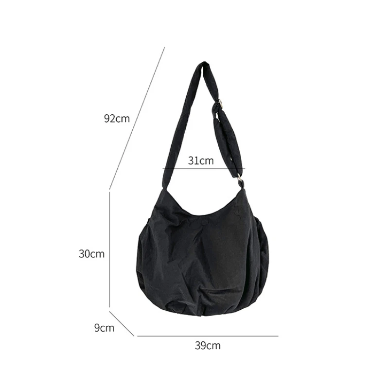 Large Capacity Student Crossbody Bag for Women High-end Niche Single Shoulder Bag Commuting and Leisure Nylon Pleated Bag