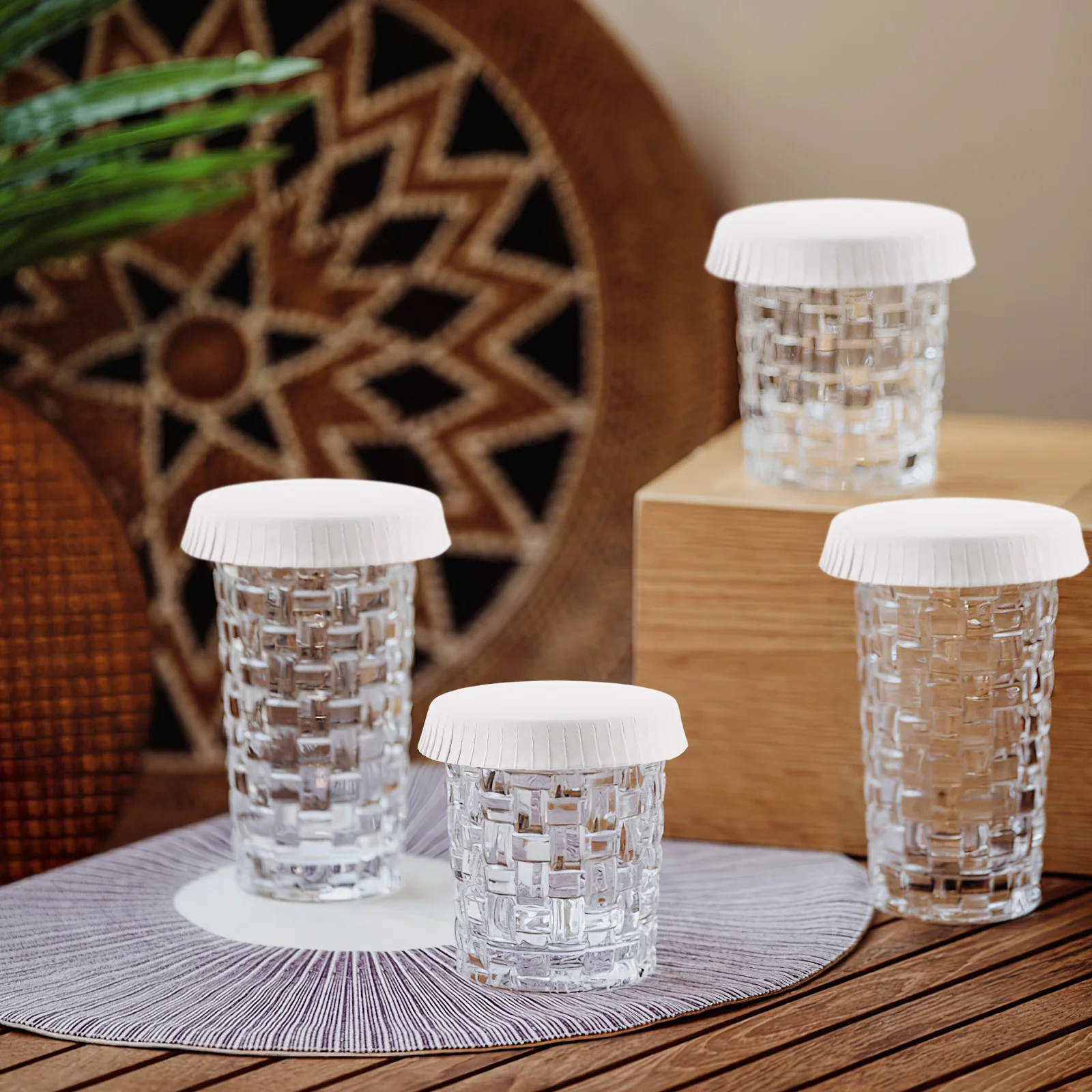 

100pcs Disposable Paper Cup Lids For Coffee Tea Beverage Leak-Proof Splash-Resistant Covers Cups For Hotels Restaurants Catering