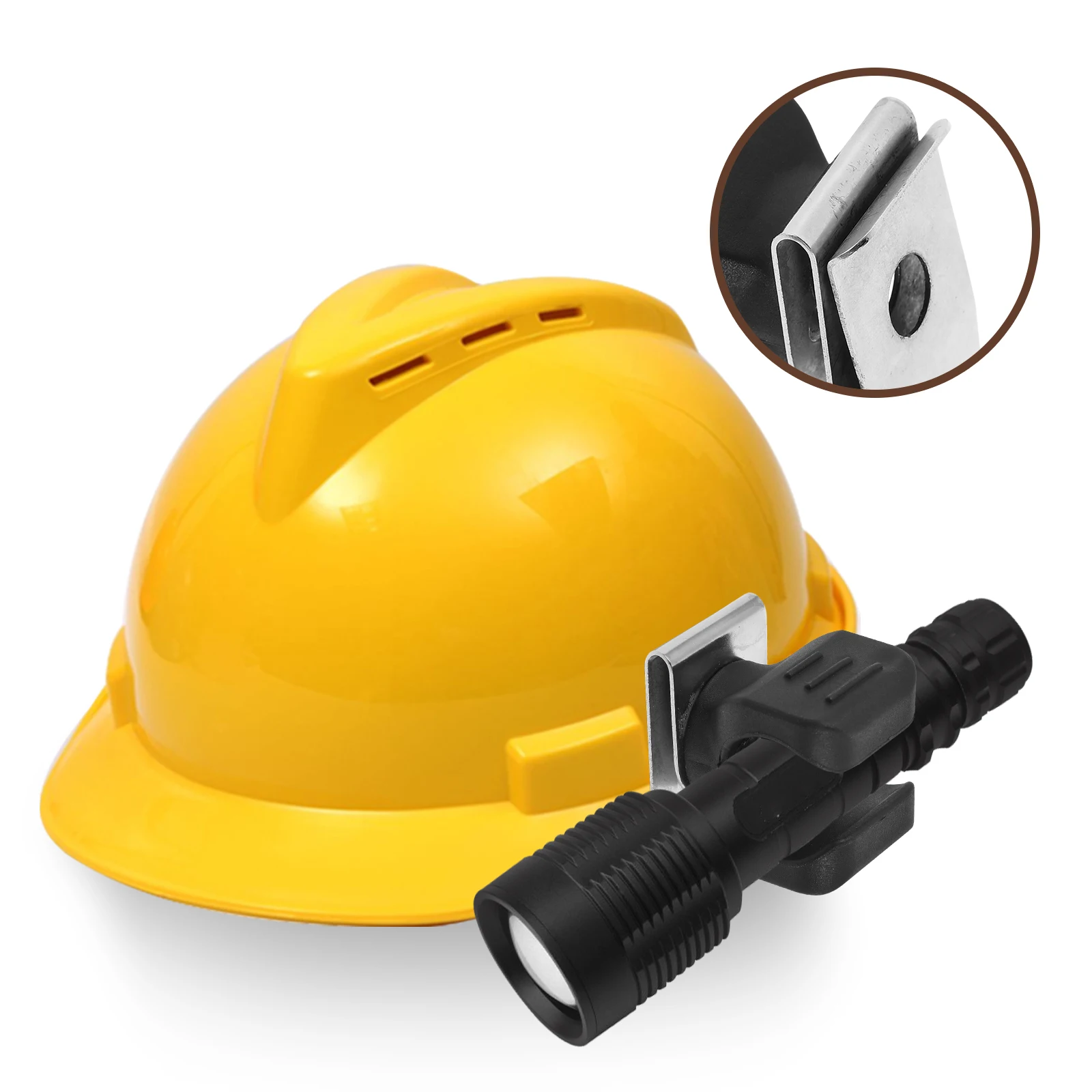

Hard Hat Light Clip Sturdy Flashlight Mount Holder Construction Headlamp Clip Hands- Accessory