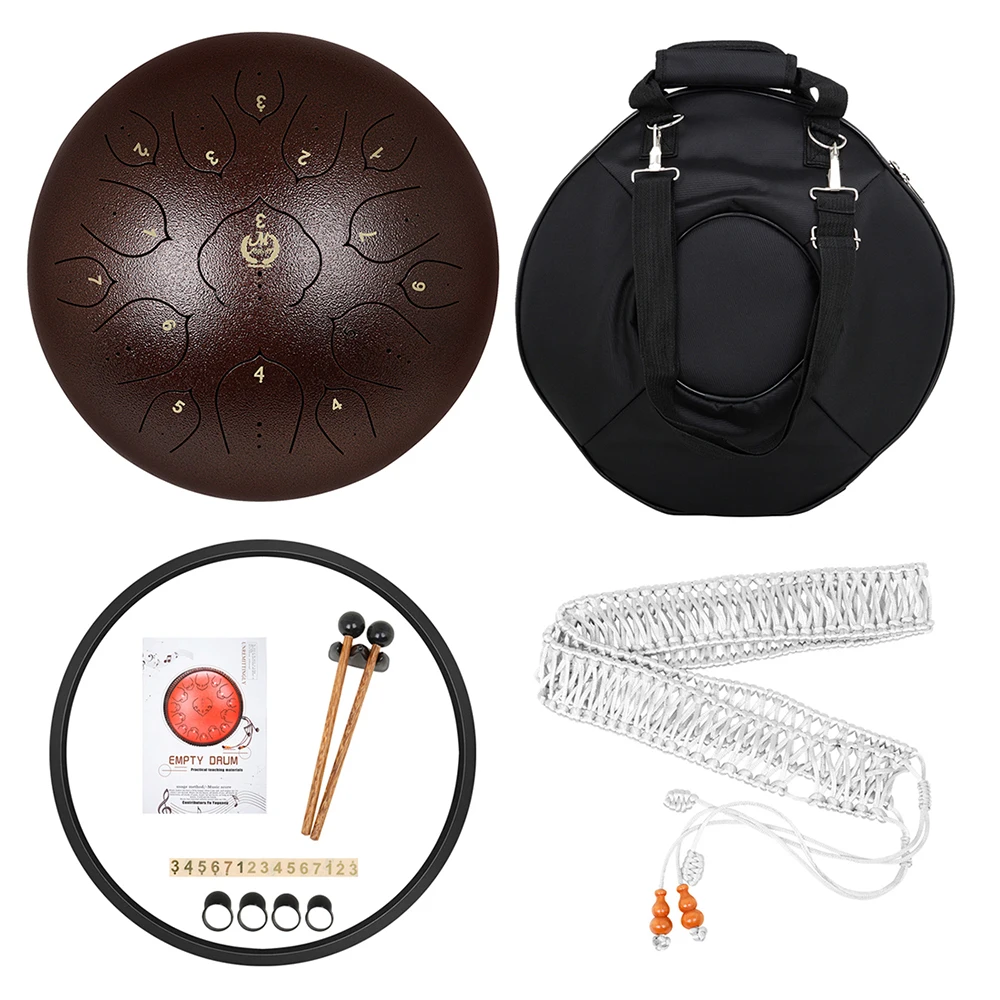 13 Inch Steel Tongue Drum 15 Tone Hand Pan Tank Drum D-key Mini Tongue Drums Worry-free Steel Drum Percussion Instrument