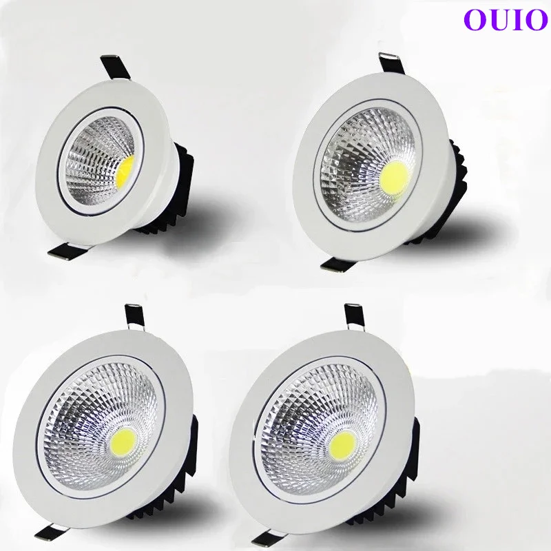 Super Bright Recessed Dimmable LED Downlights 5W 7W 9W 12W 15W 20W COB Rotating Ceiling Spot Lights AC85~265V Background Lamps