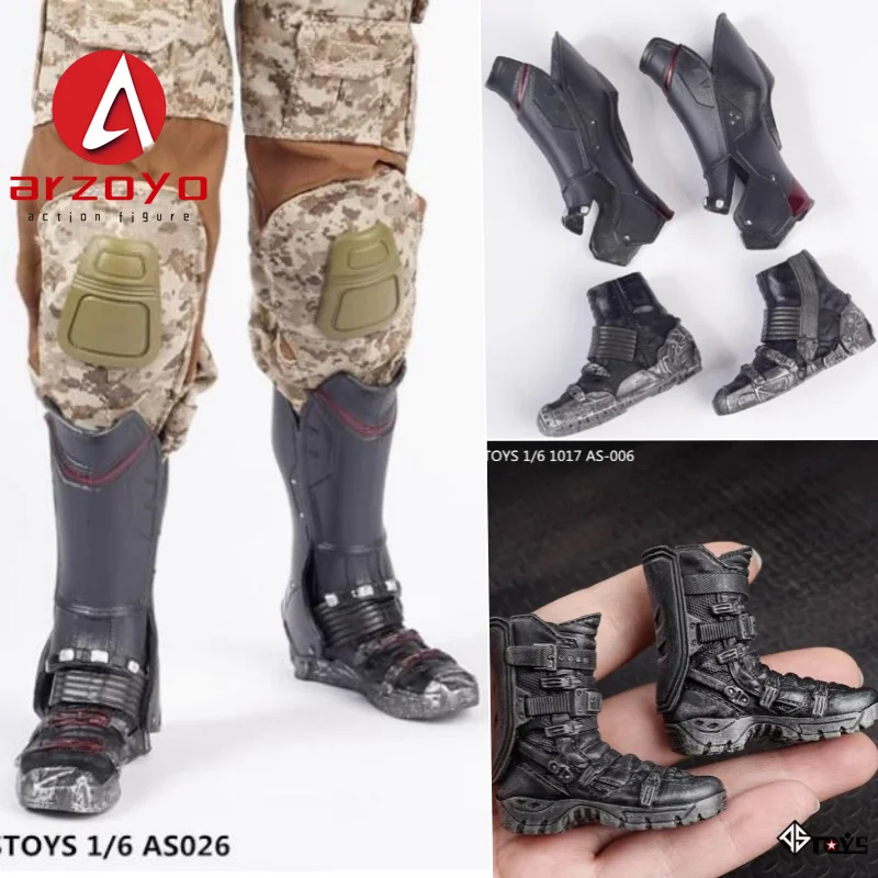 ASTOYS AS006 AS026 1/6 Schaal Zwart Solid Combat Tactische Laarzen Falcons Combat Boots Model voor 12 ''Afneembare Voeten Action Figur