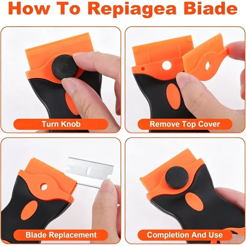 24 PCS Blade Scraper Set With 50 Metal& 50 Plastic Blades,For Sticker, Caulking Paint, Adhesive Removal On Glass, Floor