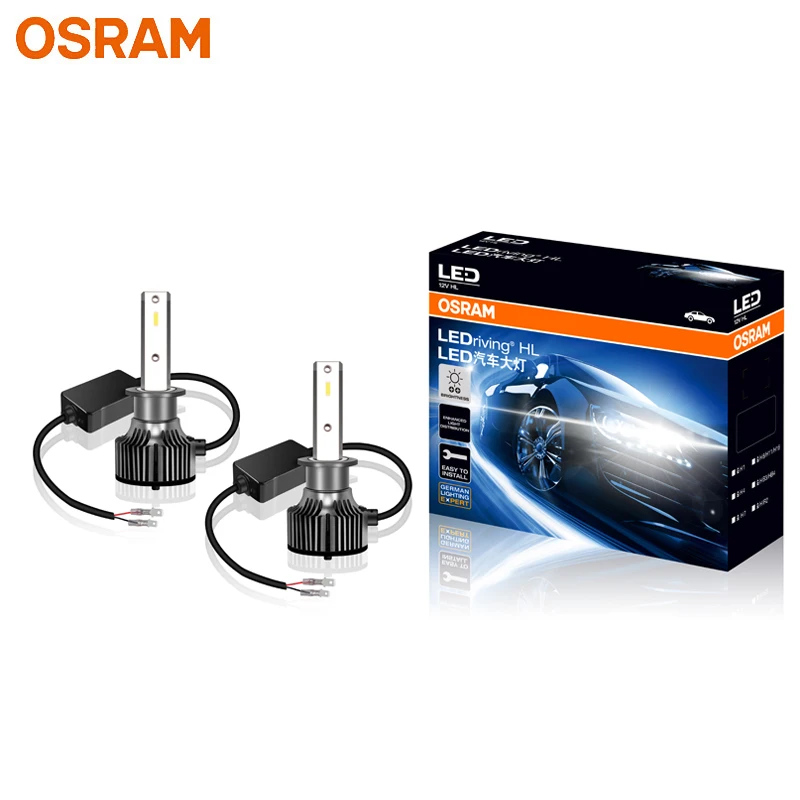 OSRAM LED 헤드라이트 램프, LED 자동 전구 D6150CW, LEDriving HL H1, 12V, 50W, 4000LM, 매우 밝은 P14.5s, 6000K, 순백색, 2 개